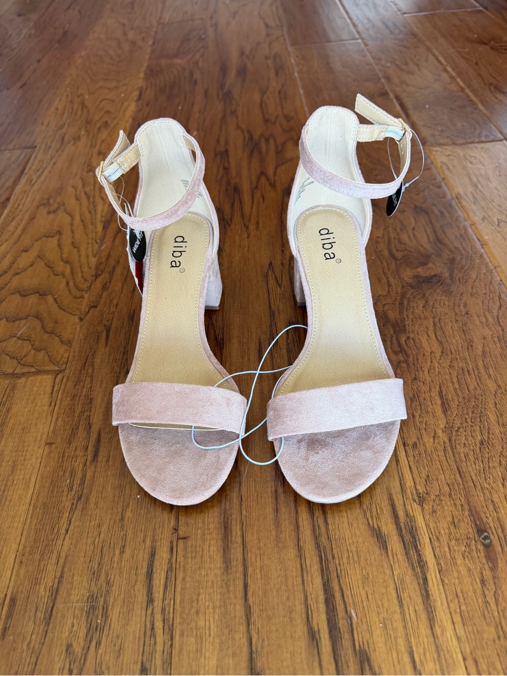 Pink Suede Block Heel Sandals